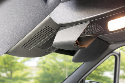 OEM-style overhead glasses holder installed in a Mercedes Sprinter interior